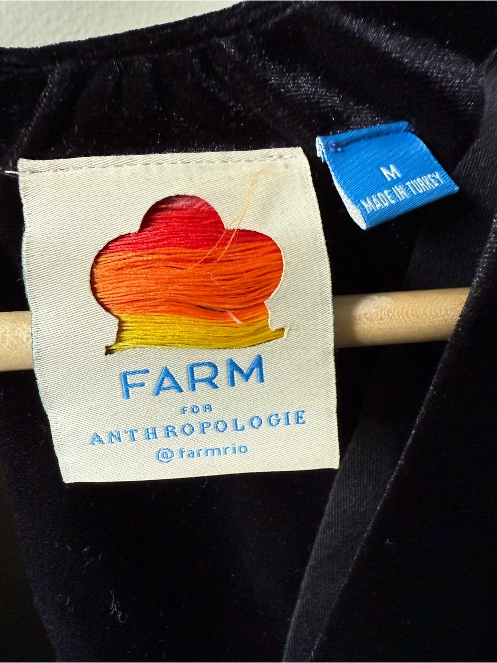 FARM‎ RIO Embroidered Velvet Mini Dress Polka Dot Retro Whimsy Black Rainbow M - Picture 5 of 10